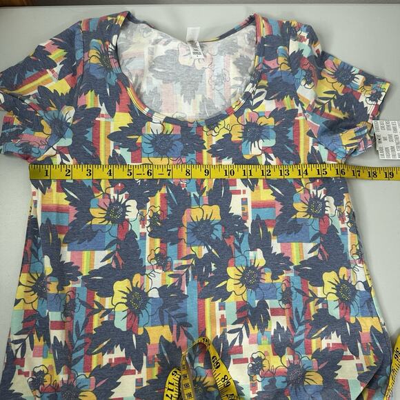 Lularoe Classic Tee Womens Small Blue Multicolor Floral Basic Boho Colorful - Picture 7 of 10